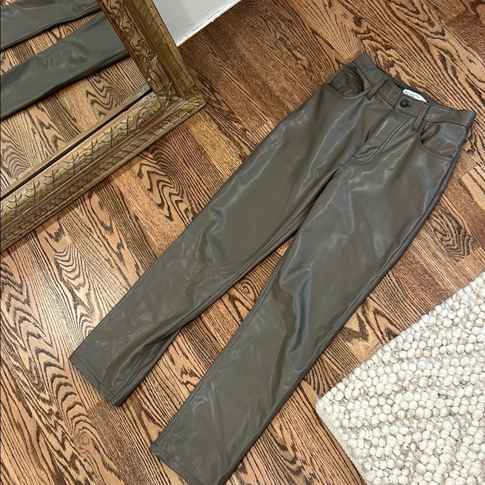 Abercrombie Mink Gray Faux Leather Pants